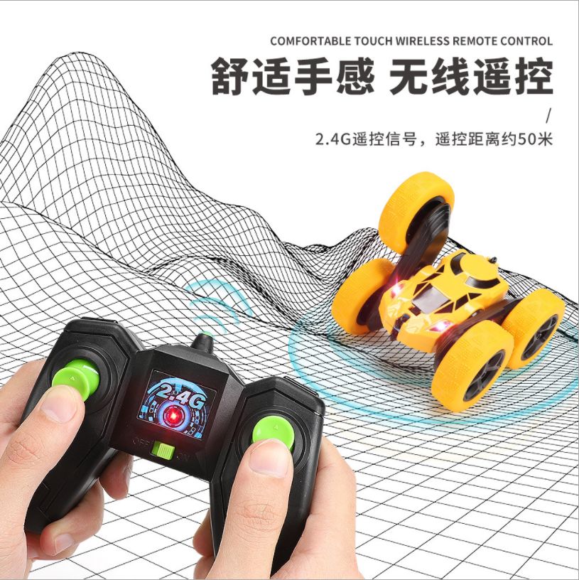 Cross-border remote control toy car, double-sided stunt car, RC dump truck, children's remote control drift off-road car, 2.4G rechargeable details Picture
