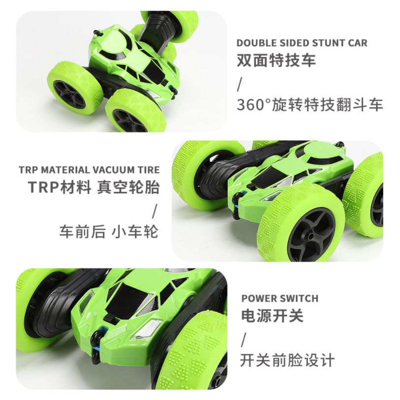 Cross-border remote control toy car, double-sided stunt car, RC dump truck, children's remote control drift off-road car, 2.4G rechargeable Specification image