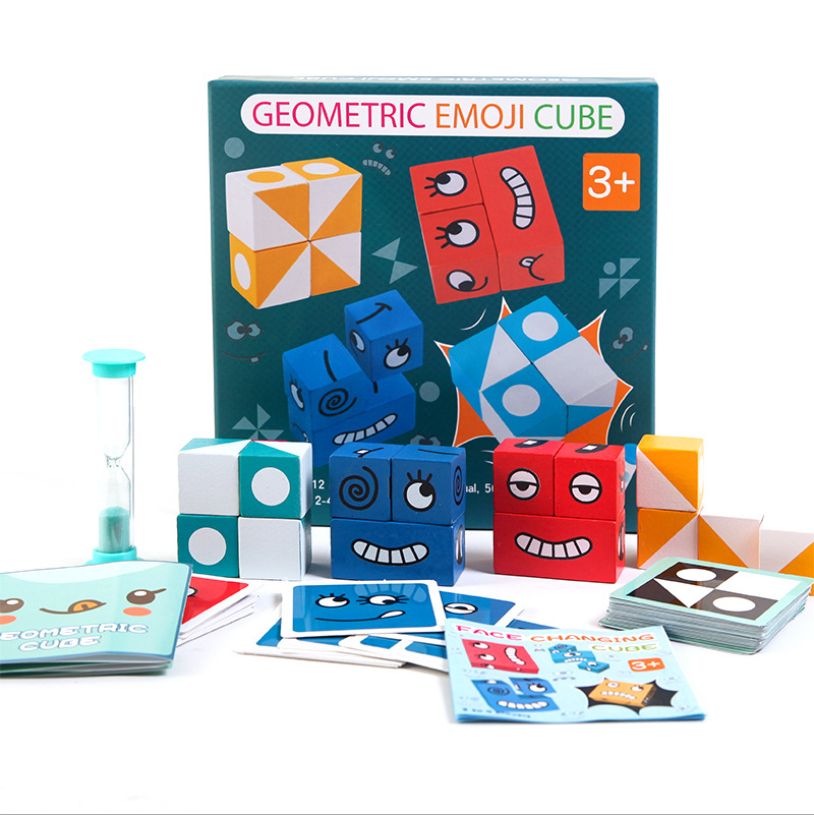 New, unique and fun children's board games, cross-border toys, face-changing Rubik's Cube building blocks, interactive puzzle games, challenge toys details Picture