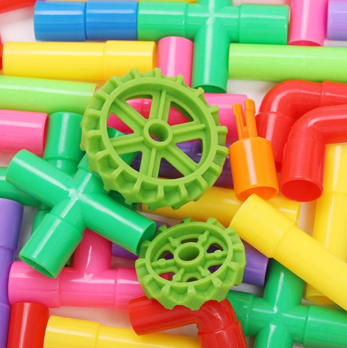 Factory wholesale water pipe assembly building blocks, DIY, 2-9 years old boys and girls, kindergarten desktop children's toys
