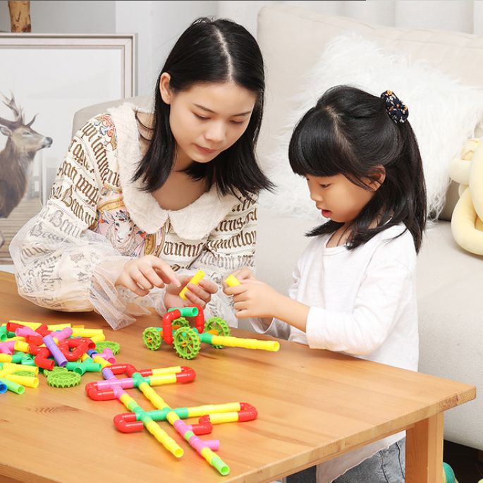 Factory wholesale water pipe assembly building blocks, DIY, 2-9 years old boys and girls, kindergarten desktop children's toys details Picture