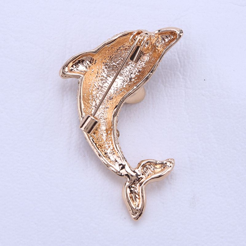 Factory direct sales, popular in foreign trade, high-end and elegant water diamond dolphin collar, anti-exposure, fixed clothing, silk scarf, sweater, cardigan with brooch details Picture