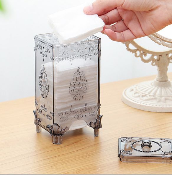 Desktop storage box, makeup remover cotton box, transparent cotton box