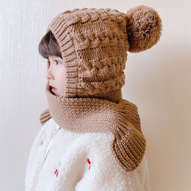 Woolly Hat Industry 2022 New Knitted Thickened Children's Hat Woolly Scarf Integrated Woolly Hat Item Picture