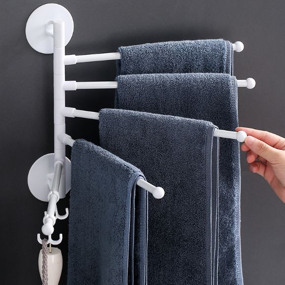 Black, simple, foldable, rotating and movable towel rack without holes details Picture