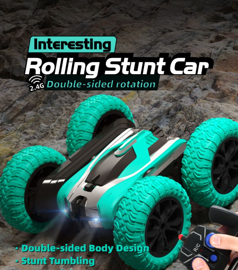 Cross-border charging double-sided stunt car, 360-degree rotating roll resistant stunt car, climbing belt remote control four-wheel twist car, ultimate body beyond alloy car, remote control 18-way small car, boys' toy, Emile toy