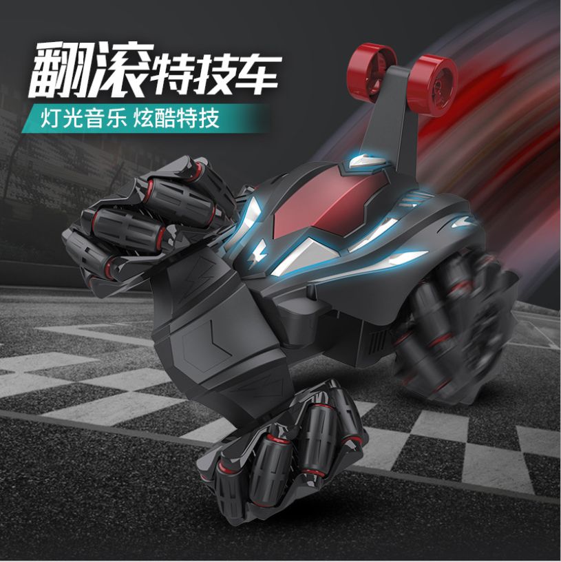Direct sales boy 2.4G remote control stunt car, 360-degree rotating sound and light high-speed off-road vehicle, tipping remote control car toy