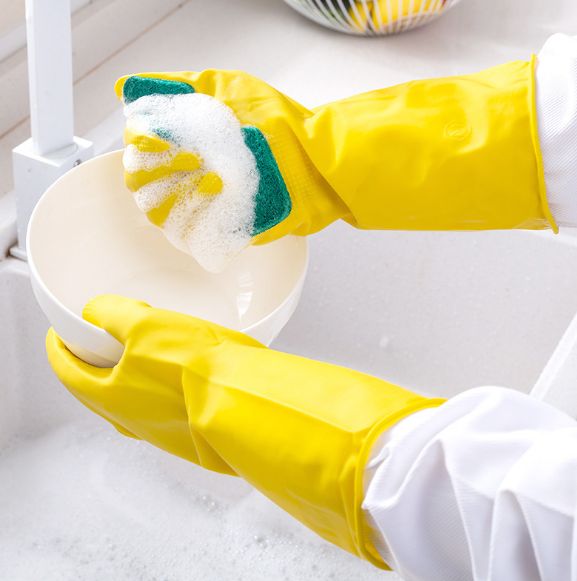 Latex five-fingered scouring pad gloves Specification image