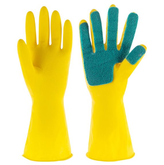 Latex five-fingered scouring pad gloves Item Picture