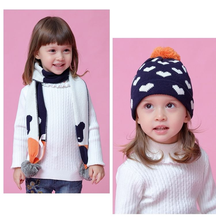 Woolly Hat Industry Knitted Hat Hat Gloves Scarf Three-Piece Woolly Knitted Hat Children's Korean Version details Picture