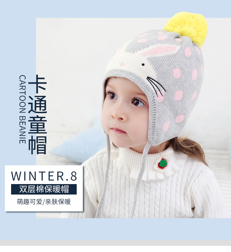 Furry Hat Industry Animal Cartoon Three-Piece Hat Scarf Gloves Knitted Knitted Knitted Hat Little Rabbit Knitted Hat