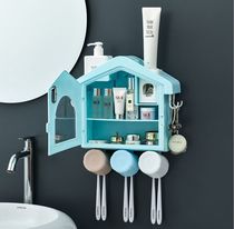 Bathroom wall mounted toothbrush holder