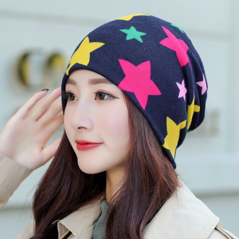 Colorful Five-Pointed Star Pull-Over Hat Moon Hat Pile Pile Hat Neck Set Bib Specification drawing