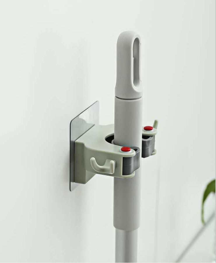 Nail-free and traceless mop rack, multi-functional storage, mop hook, bathroom, wall-mounted broom, hanging rack, mop clamp Specification image