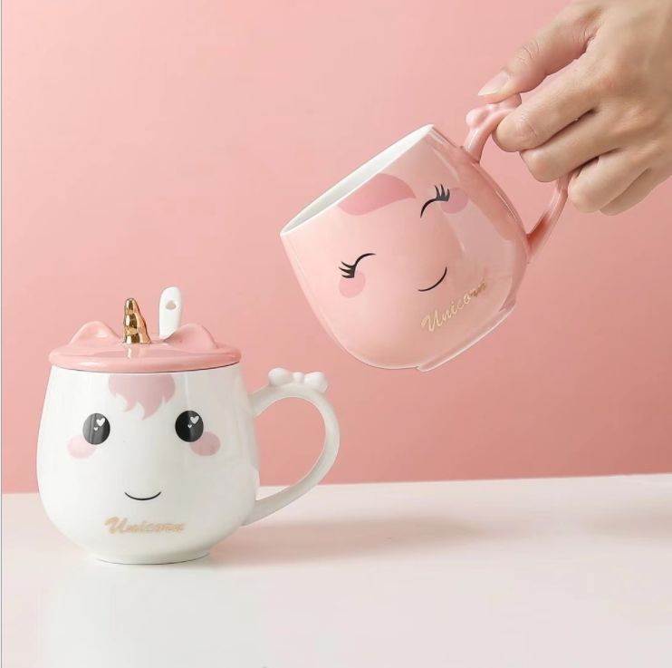 Cute creative Unicorn Gift Personality girl heart mugs Ceramic coffee mugs customized advertising water cups