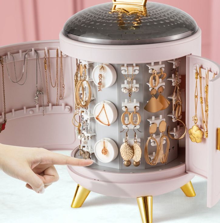 Crown earrings storage box Rotating hand accessories Stud earrings hairpin jewelry box full figure