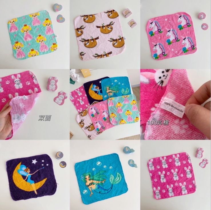 Cartoonish and cute multi-style patterned compressed towels Specification image