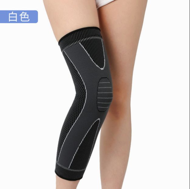Extended sports knee pads, leg guards, pressure knee pads, breathable double corrugated long knee pads, knitted knee pads, single piece Item Picture