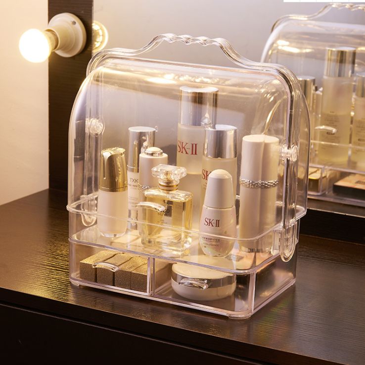 Net red makeup box lipstick mask jewelry organizer acrylic transparent frame dust-proof desktop cosmetics storage box