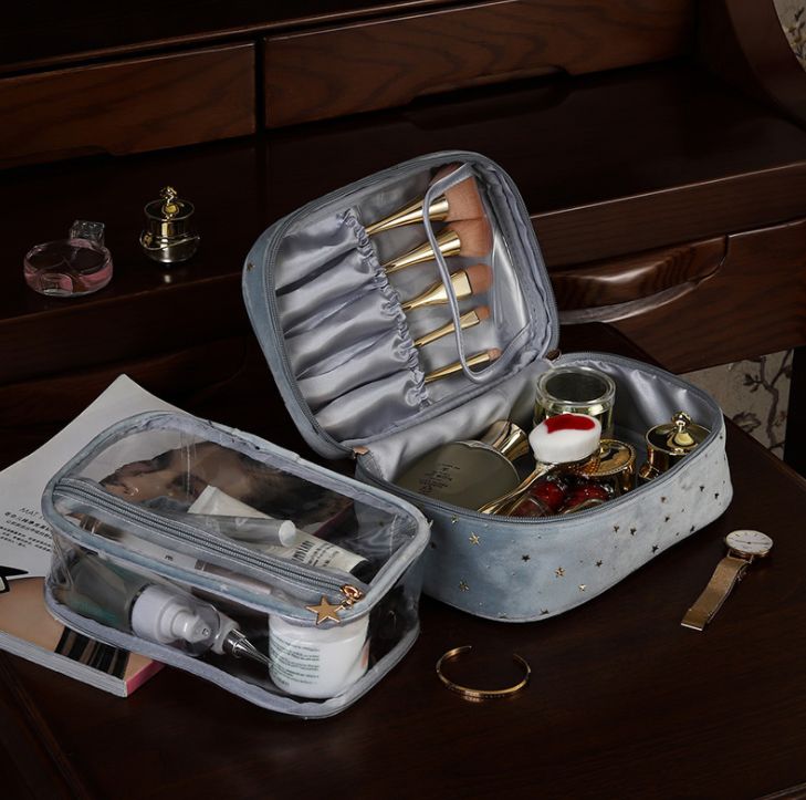 Flannelette hand bronzed women's makeup bag