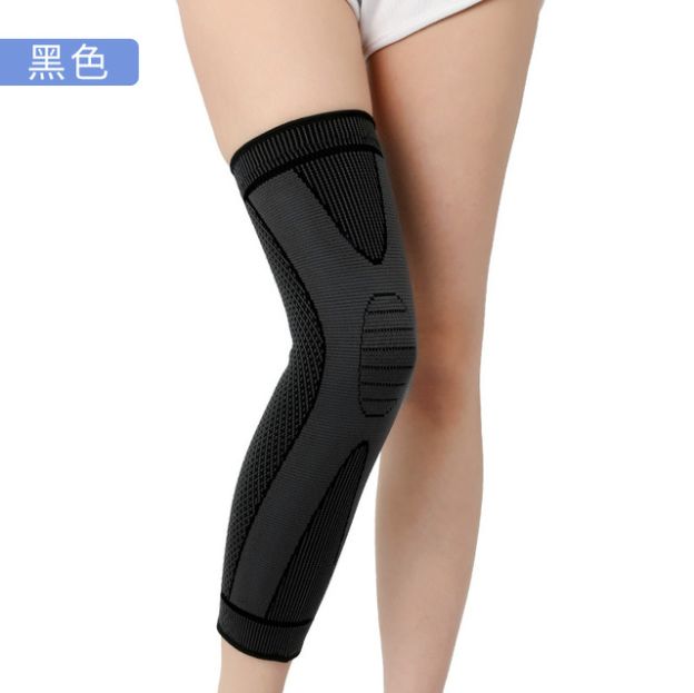 Extended sports knee pads, leg guards, pressure knee pads, breathable double corrugated long knee pads, knitted knee pads, single piece details Picture