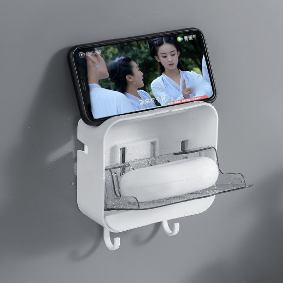 Multi-function dust proof soap box with cover drain