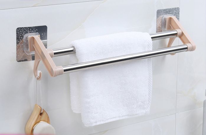 Bathroom shelf Perforation-free bathroom shelf double bar towel bar