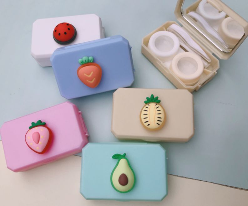 Portable cartoon resin patch contact lens case, a cute new style of beauty contact box for Instagram girls Specification image