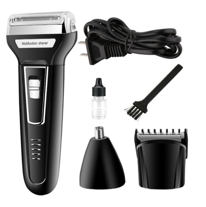 Three-in-one razor, hair clipper and nose hair clipper