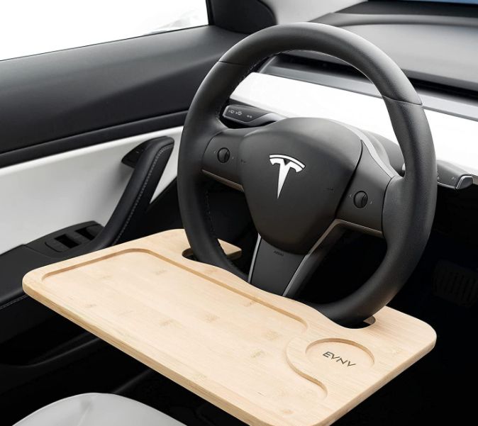 竹制车载电脑写字台餐盘汽车方向盘托盘饮料架