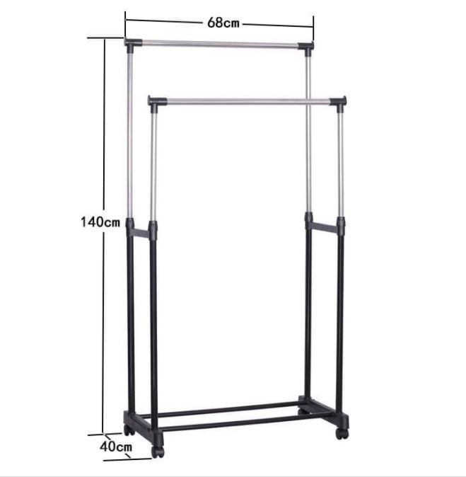 多功能双杆晾衣架落地伸缩款晾衣产品图