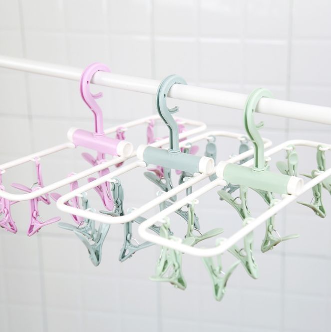 Adult windproof folding clothes hanger with underwear underwear socks clothes peg