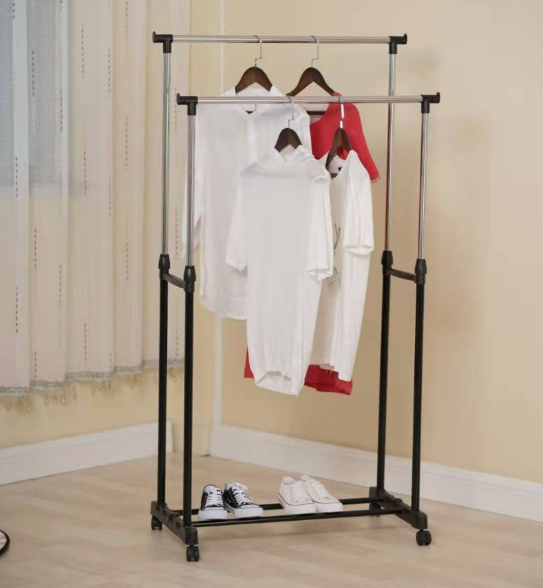 多功能双杆晾衣架落地伸缩款晾衣细节图