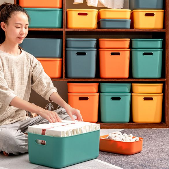 桌面带盖杂物零食化妆品收纳筐产品图