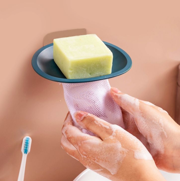 Toilet soap box with drain soap rack