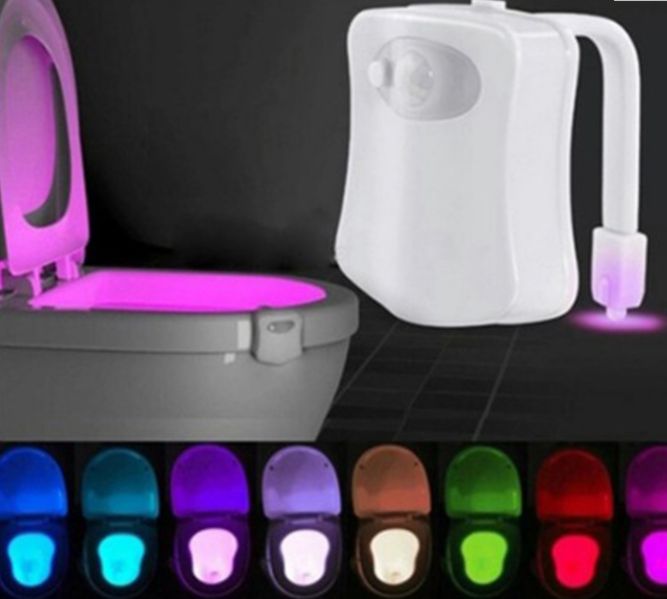 New LED toilet seat cover hanging creative human body sensor light
