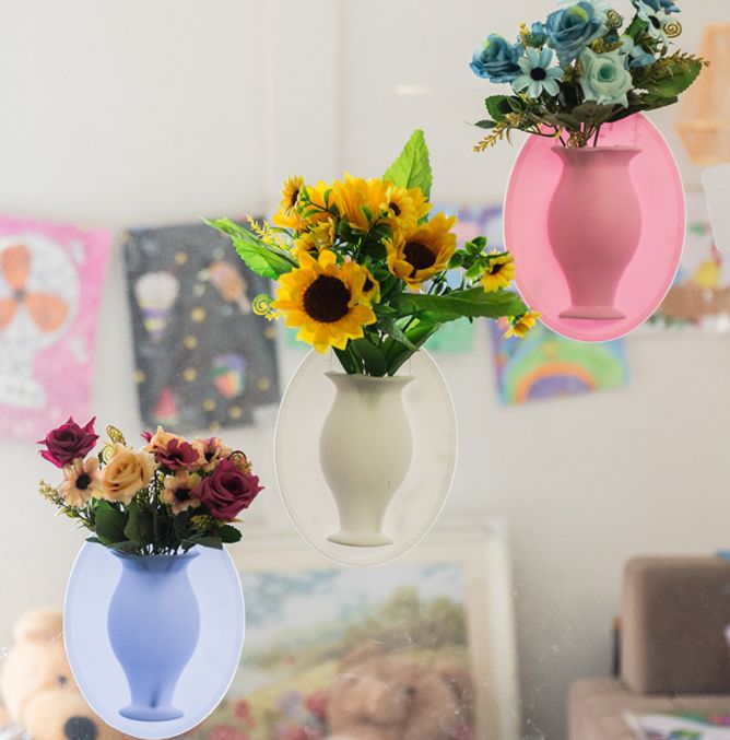 Silicone small vase wall sticker for living room decoration details Picture
