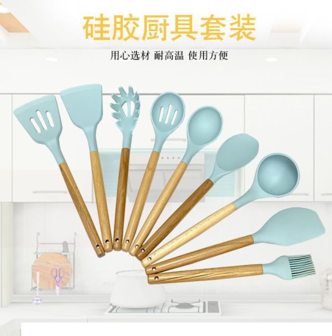 Silicone cooking spoon spatula set