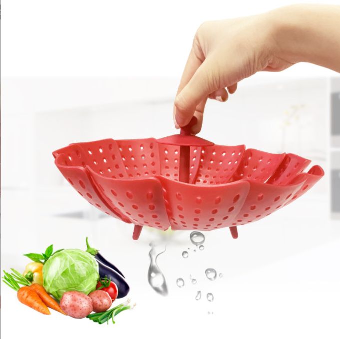 Household collapsible creative folding lotus plastic steamer rack