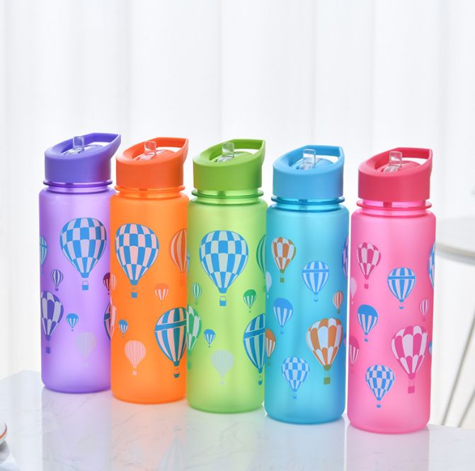Plastic cup with straight straw