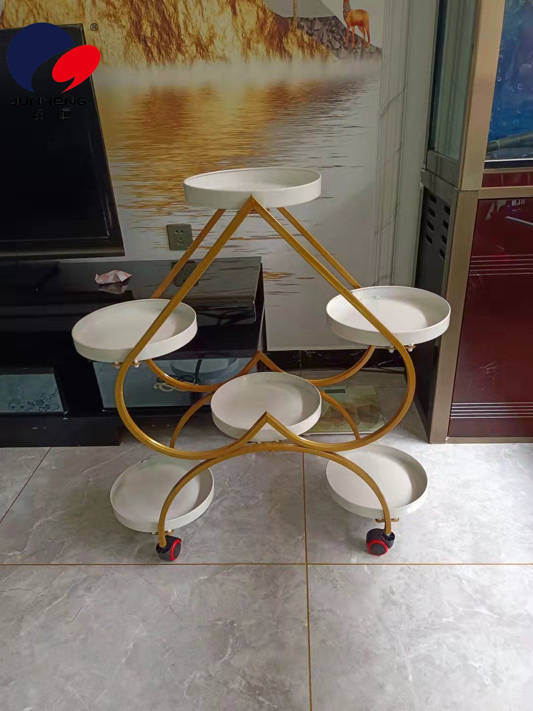 简约欧式花架/盆栽架/花架简约欧式风白底实物图