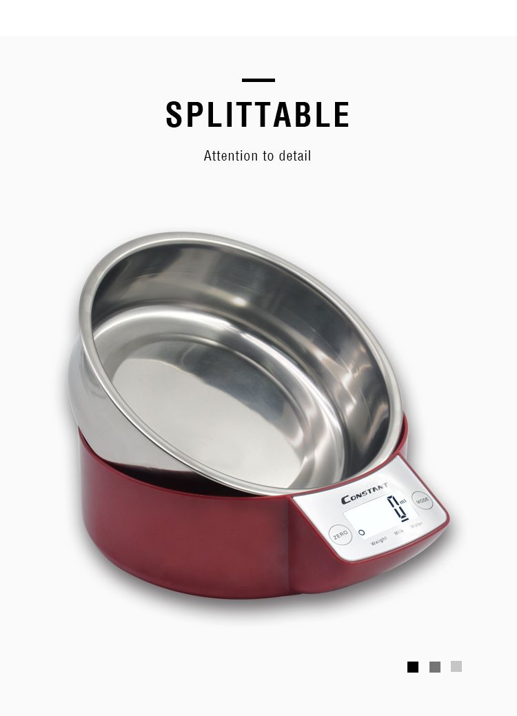[Constant-237B]英文5kg碗厨房秤食物称厨房电子秤不锈铁锅式家用烘焙1g高精度详情3