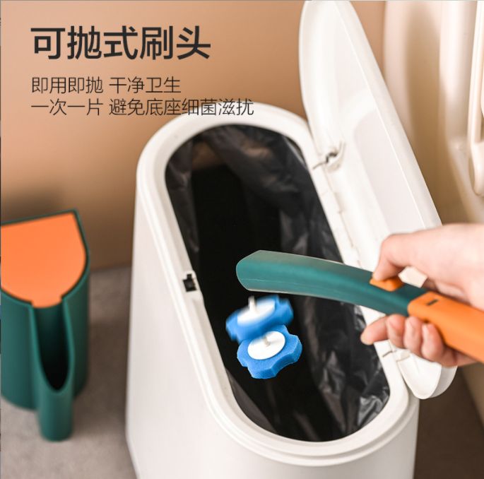撞色可抛式马桶刷细节图