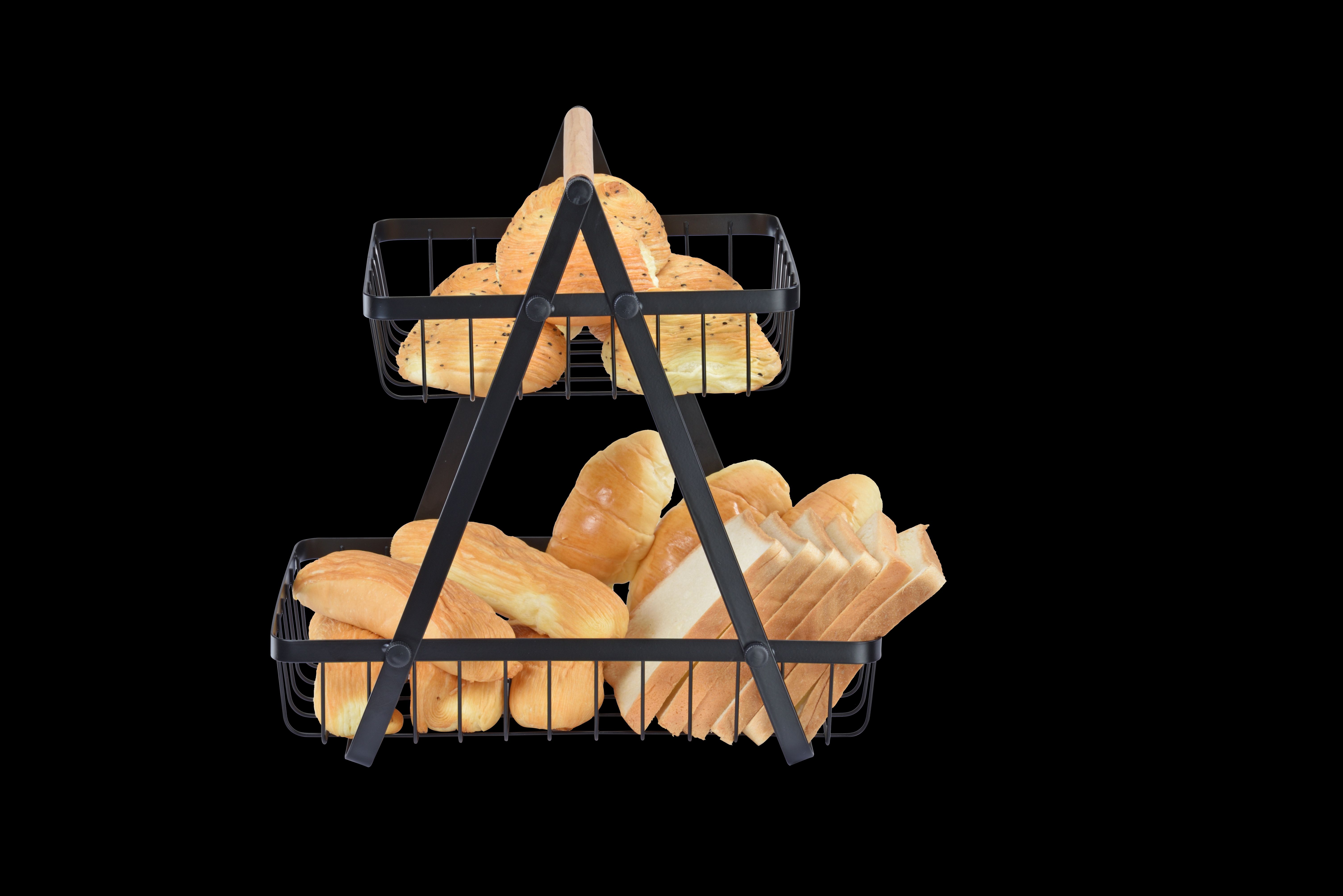 Two-tiered shelves, two-tiered fruit baskets, and bread racks details Picture