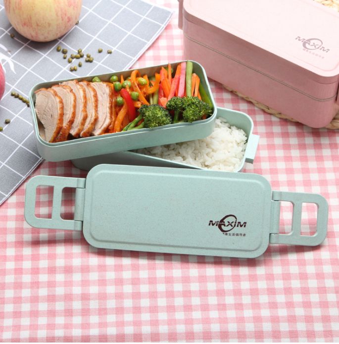 Wheat fiber students square bento box foreign trade