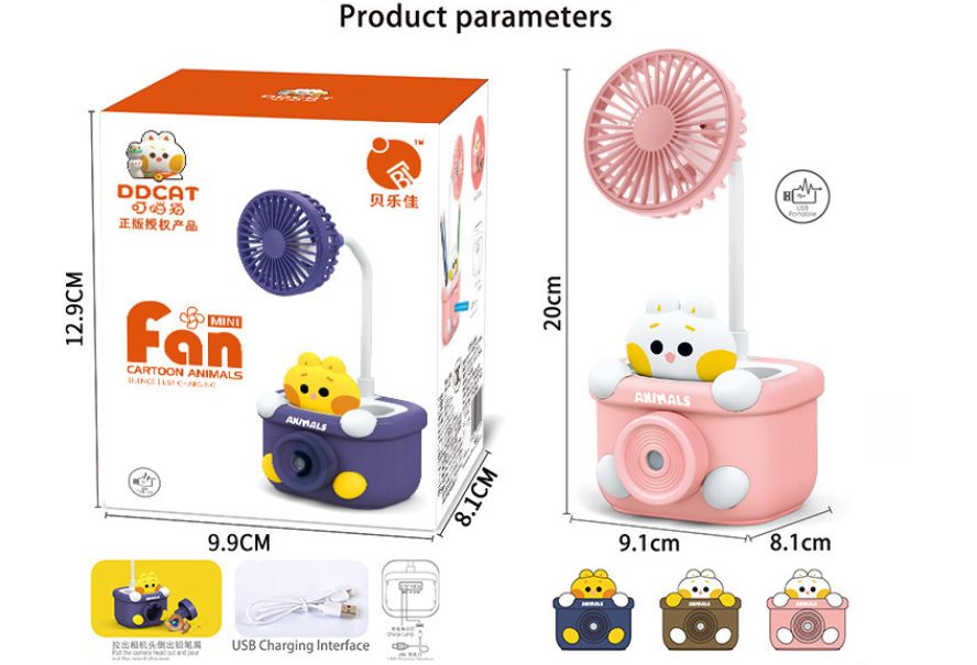 Cute cat pencil sharpener USB charging fan for export