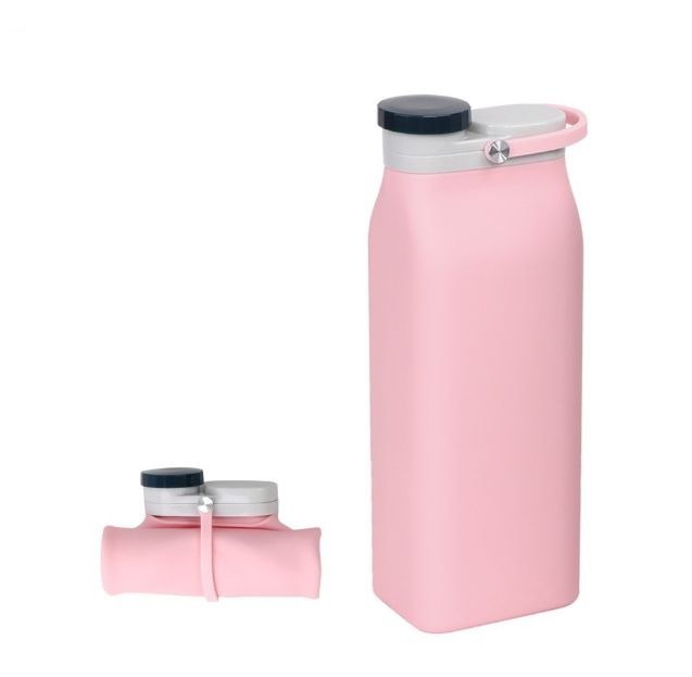 Botella de leche de látex portátil curl plegable silicona leche botella 600ml comercio exterior