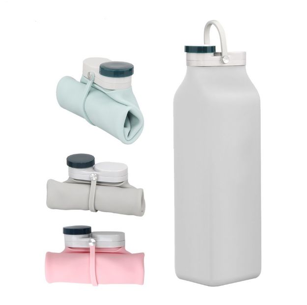 Botella de leche de látex portátil curl plegable silicona leche botella 600ml comercio exterior Specification image