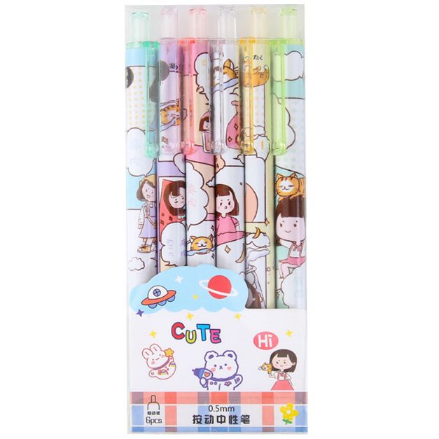 Caja de dibujos animados pulsado pluma neutra 6 PCS embalado comercio exterior Application Scenario