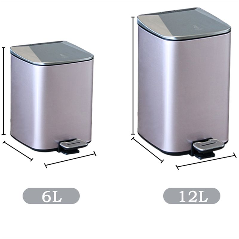 不锈钢垃圾桶家用带盖脚踏式大容量纸篓轻奢客厅办公卫生间厕所白底实物图
